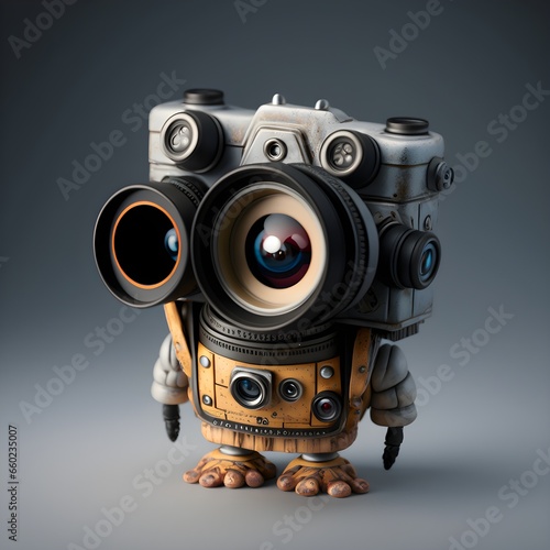 a small robot with a camera head hyper realistic 