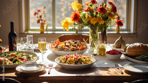 Thanksgiving Celebration Traditional Dinner Setting Concept