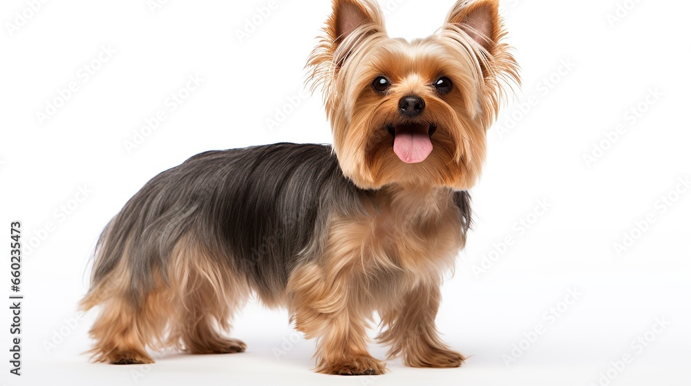 Dog sitting white back ground .Generative AI Dog sitting white back ground .Generative AI
