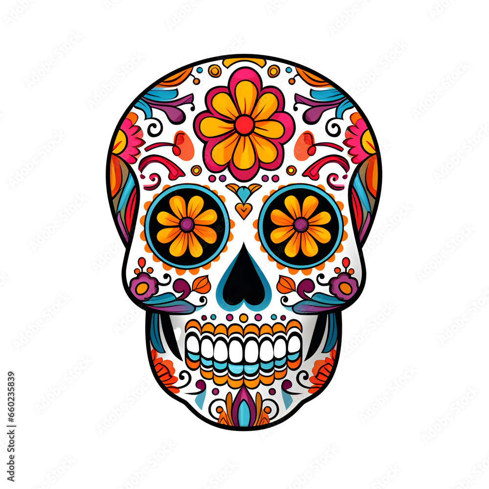 Cartoon Style Candy Skull Day of the Dead Candy Skull No Background Perfect for Print on Demand Cartoon Style Candy Skull Day of the Dead Candy Skull No Background Perfect for Print on Demand