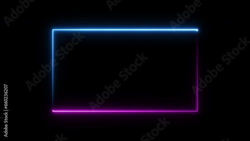 Abstract laser neon light rectangular frame video footage background.