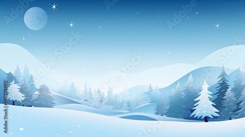 Winter white forest with snow, Christmas background. © Xabrina