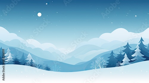 Winter white forest with snow, Christmas background. © Xabrina