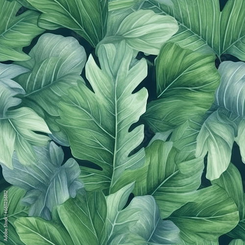 Wallpaper Mural watercolor seamless of green leaves, seamless background Torontodigital.ca