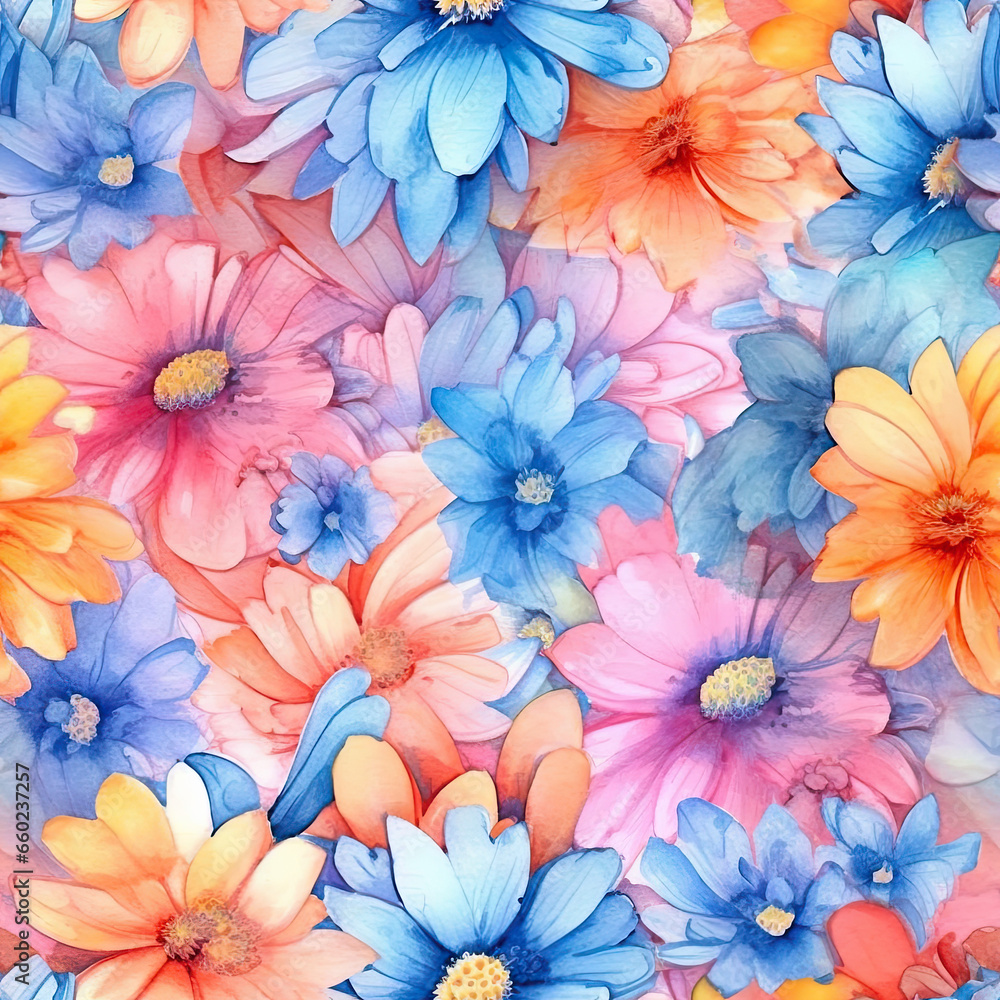 Fototapeta premium watercolor seamless floral pattern, seamless background for fashion prints