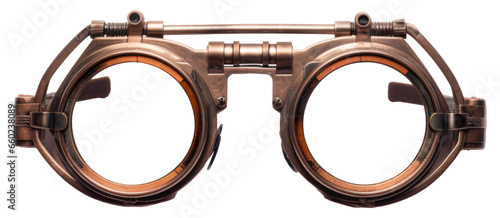Copper steampunk glasses, goggles vintage fashion isolated.