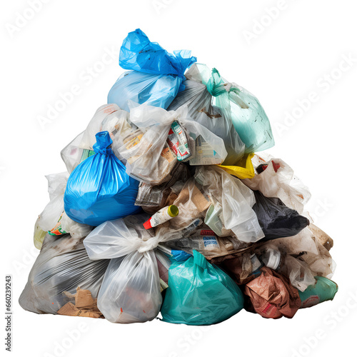 Piles of recyclable plastic bag garbage on transparent background PNG