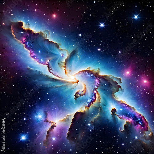 a space filled with lots of stars and nebulas, colorful nebula background, colorful nebulas. ai generative © Big
