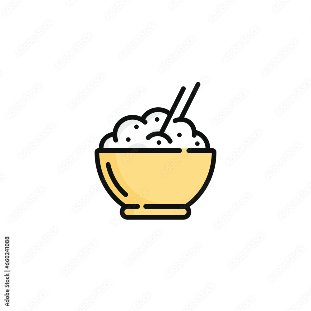 Rice bowl vector illustration isolated on white background. Rice bowl icon Rice bowl vector illustration isolated on white background. Rice bowl icon