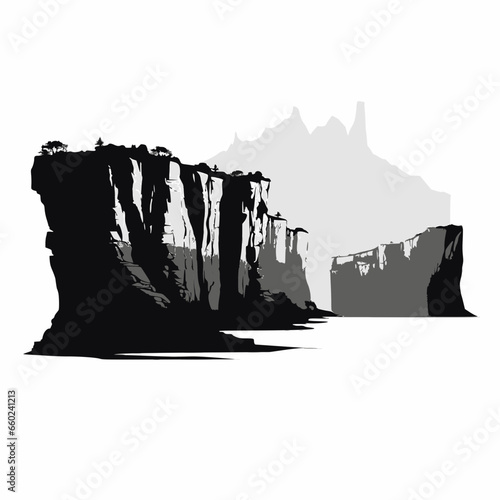 Cliff Mountain Line art Simple Logo Illustration Object Art Abstract