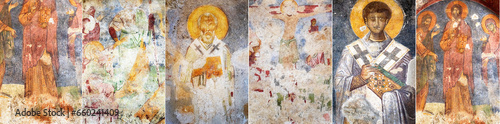 Ancient wall frescoes in the Church of St. Nicholas. Demre. Myra. Turkey.