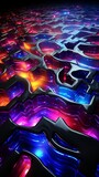 Space-filled neon abstract fractal wallpaper