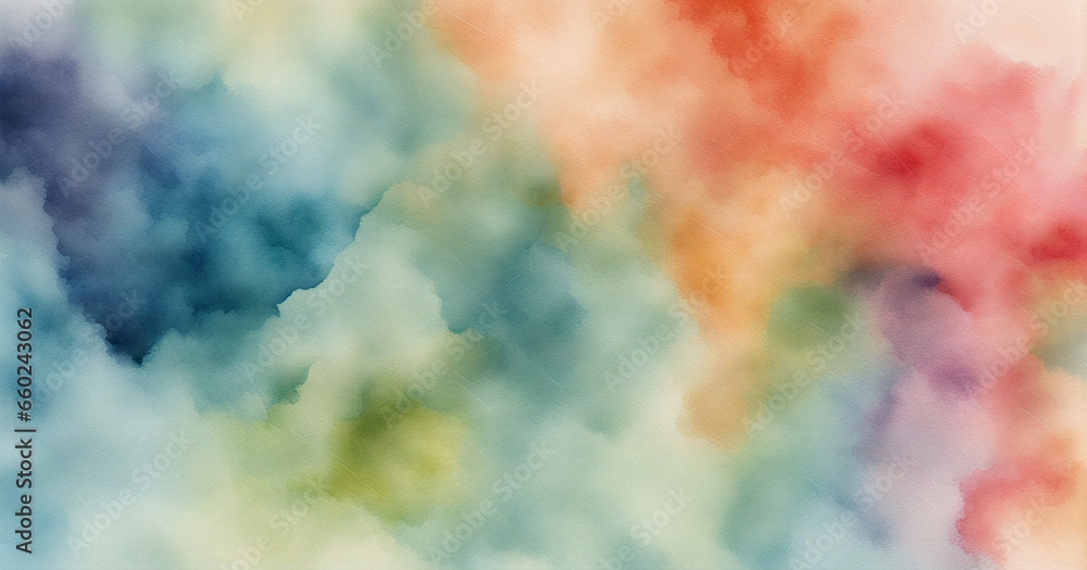 abstract watercolor texture, blue, green, red, orange, yellow, 