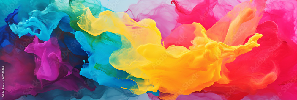 Bright colors splashing abstract background. Banner with great design for any purposes. Happy festive background