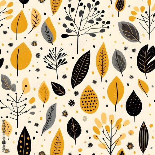 seamless pattern of leaves and branches.
