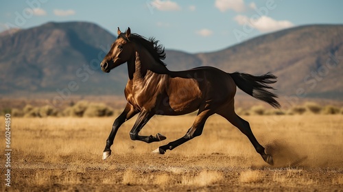 Horses running in the meadow