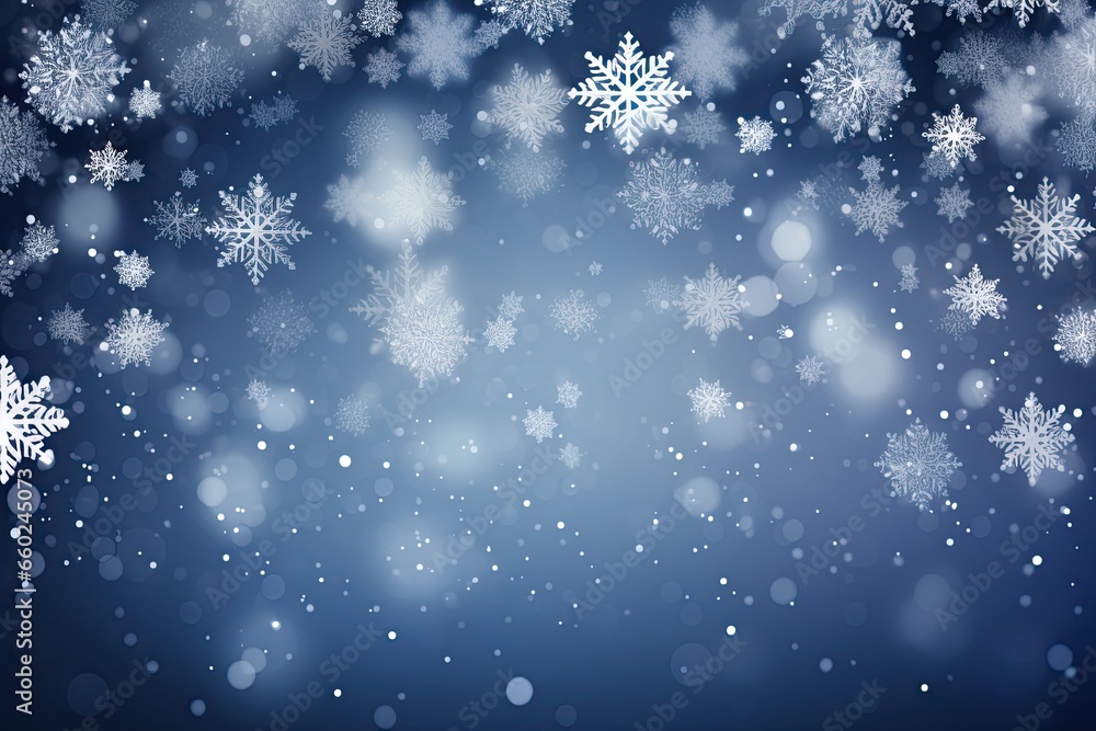 winter background with snowflakes and lights, christmas background
