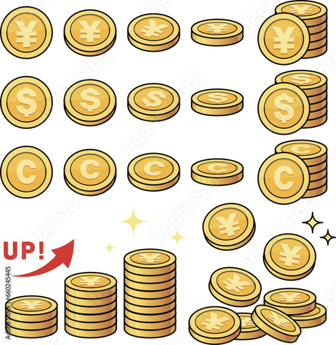 円 ドル コイン_素材セット
