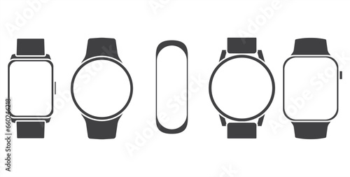 Simple set of smart watch, Smart watch icon in flat style. Smartwatch design symbol for apps and websites.