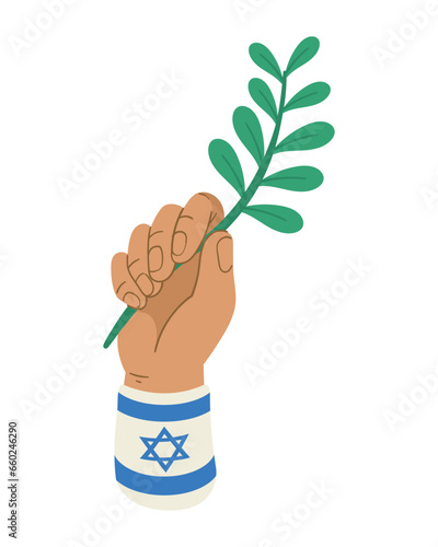israeli hand with olive branch