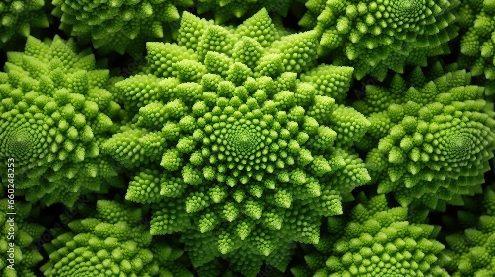 Green romanesco cauliflower close-up Generative Ai - obrazy, fototapety, plakaty 