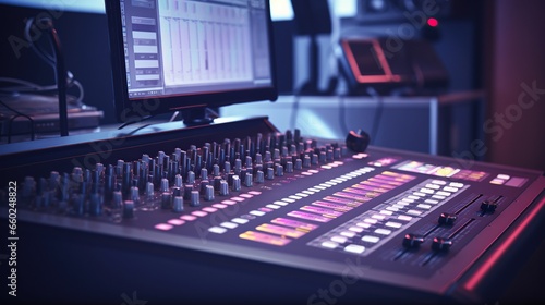 Modern Music Recording Studio .Control Desk .Generative AI