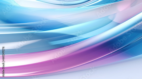 Abstract background with pink and blue glass waves on white background