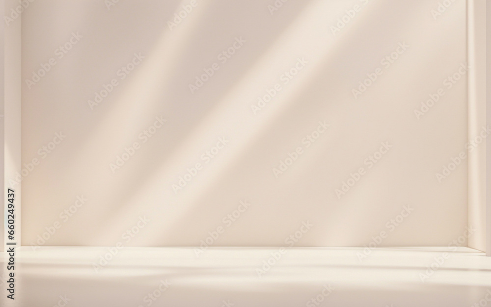 Background image for design or product presentation, with a play of light and shadow, in light, warm neutral tones