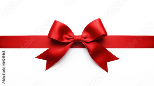 Red satin bow with ribbons on white background © red_orange_stock