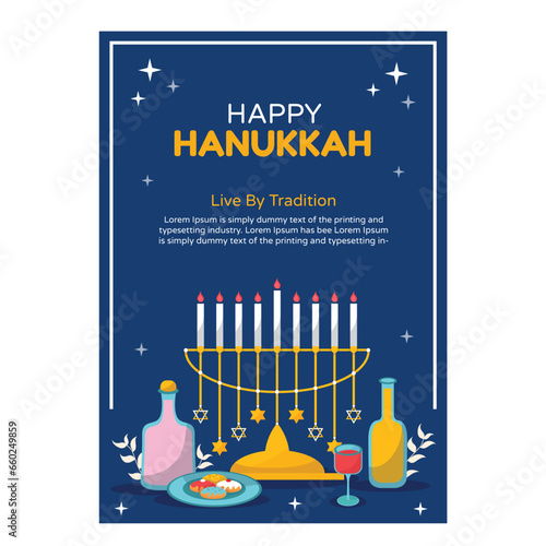 Collection of vector hand drawn flat hanukkah templates