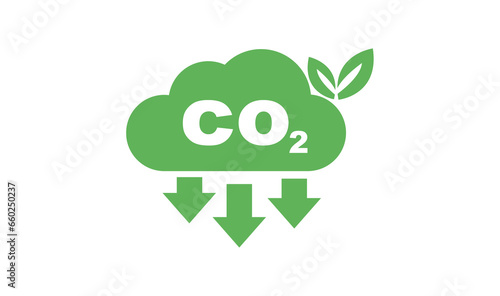 CO2 emission reduction concept, Environmental icons CO2 on transparent background. global warming and renewable energy.