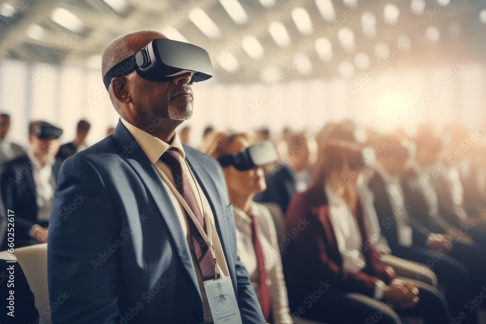 VR experience of senior businessman, AI generated VR experience of senior businessman, AI generated