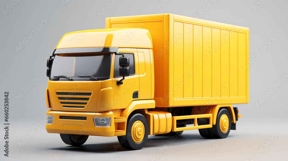 Yellow truck axlemap, online shopping and logistics concept 3D rendering Yellow truck axlemap, online shopping and logistics concept 3D rendering