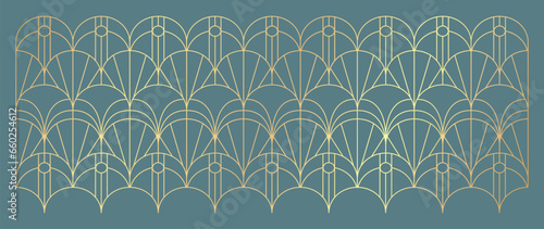 Luxury geometric gold line art and art deco background vector. Abstract geometric frame and elegant art nouveau with delicate. Illustration design for invitation, banner, vip, interior, decoration.