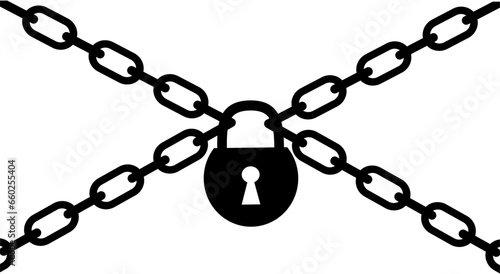 Lock and metal chain protection concept icon. Vector illustration on a white background.