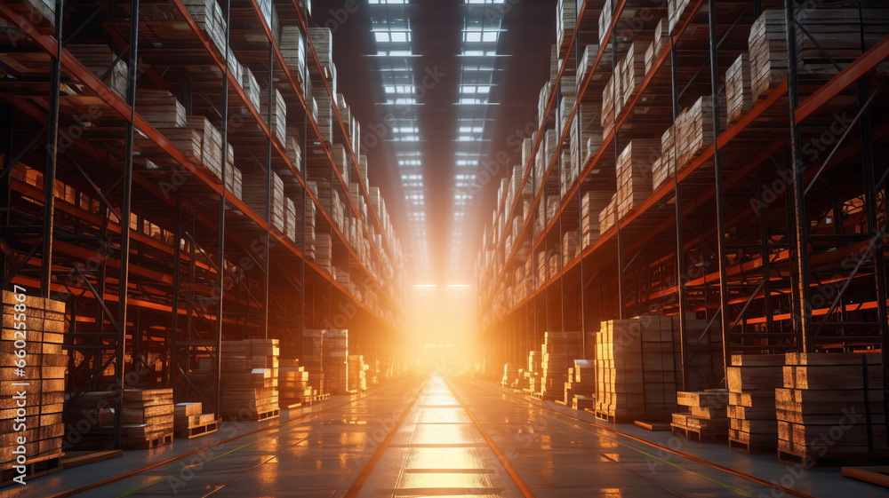 The digital warehouse of the future Smart logistics, e-commerce, modern industry