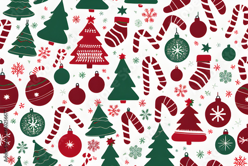 seamless pattern with christmas trees,generative ai