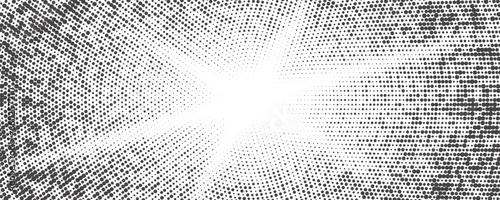 Sun rays halftone background. White and grey radial abstract comic pattern. Vector explosion abstract manga backdrop