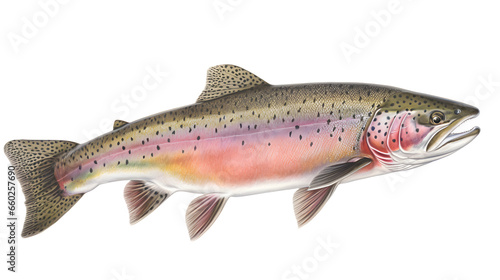 Rainbow Trout, realistic, side view, illustration, transparent png, no background, generative ai