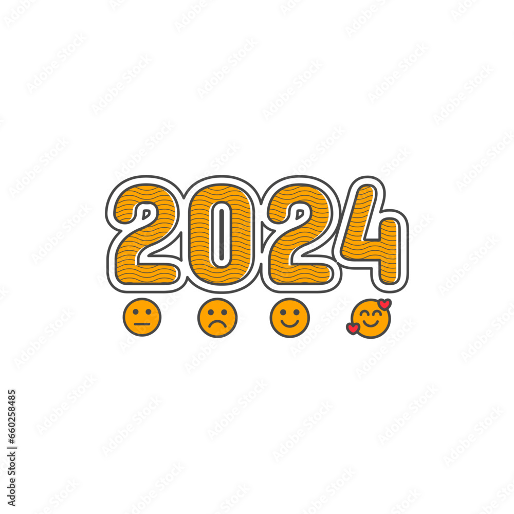 funny new year with sad to happy emots. 2024. vector illustration funny new year with sad to happy emots. 2024. vector illustration