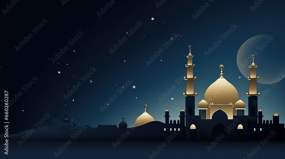 Ramadan Kareem background. Mosque silhouette background, Islamic design greeting card - obrazy, fototapety, plakaty 