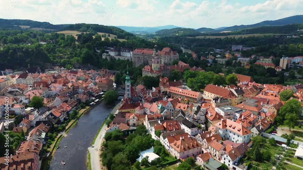 movement of the camera towards the historic castle, which is located above the city movement of the camera towards the historic castle, which is located above the city