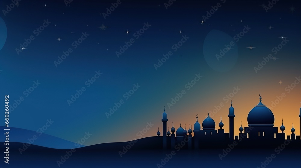 Ramadan Kareem background. Mosque silhouette background, Islamic design greeting card