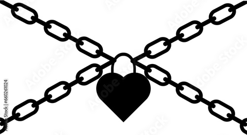 Heart and metal chain protection concept icon. Vector illustration on a white background.