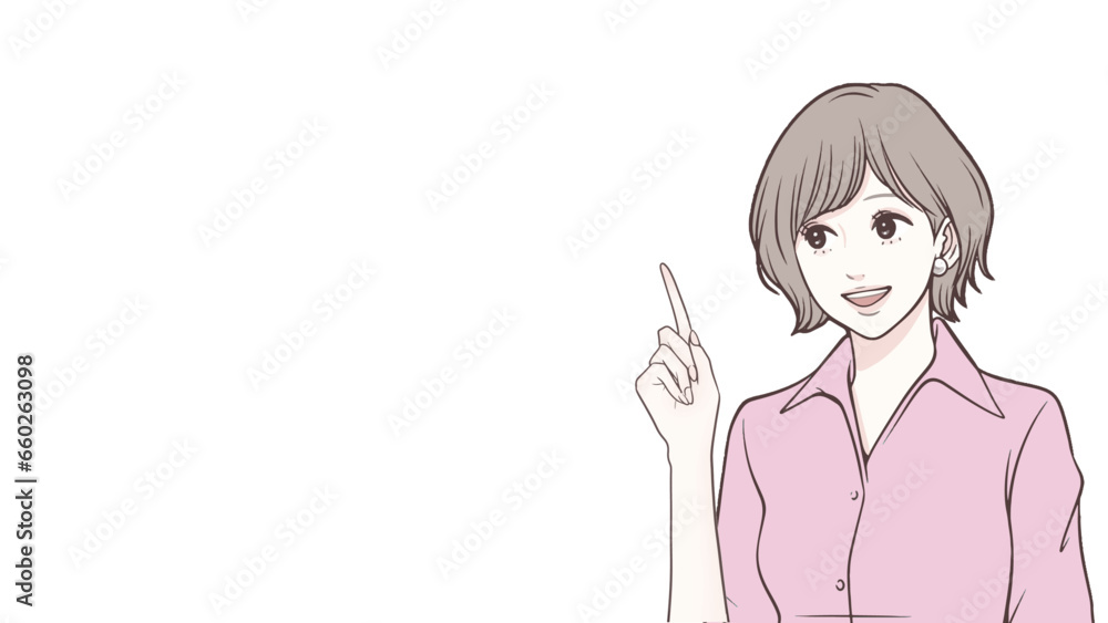 説明をする女性のイラスト