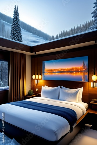 hotel room with bed