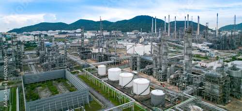 oil refinery oil and gas industry Petrochemical plant area and energy concept factory oil storage tank 