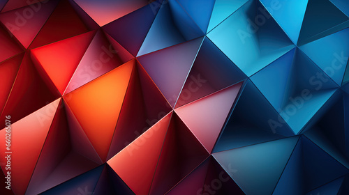 3D render  abstract polygonal background with blue and red triangles 