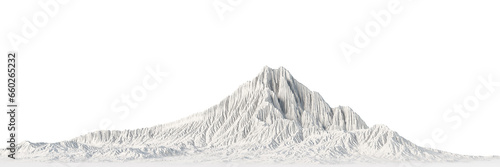 3D illustration of a mountain isolated on white background. 3D rendering of landscape of a mountain. 