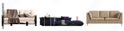 sofa isolated on white background, interior furniture, 3D illustration, cg render 